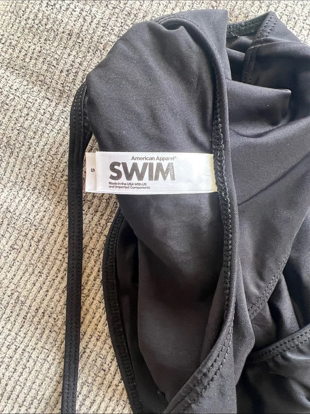 American Apparel Black High-Cut One-Piece Swimsuit